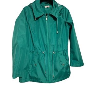 Susan Graver Green Hooded Waterproof Jacket